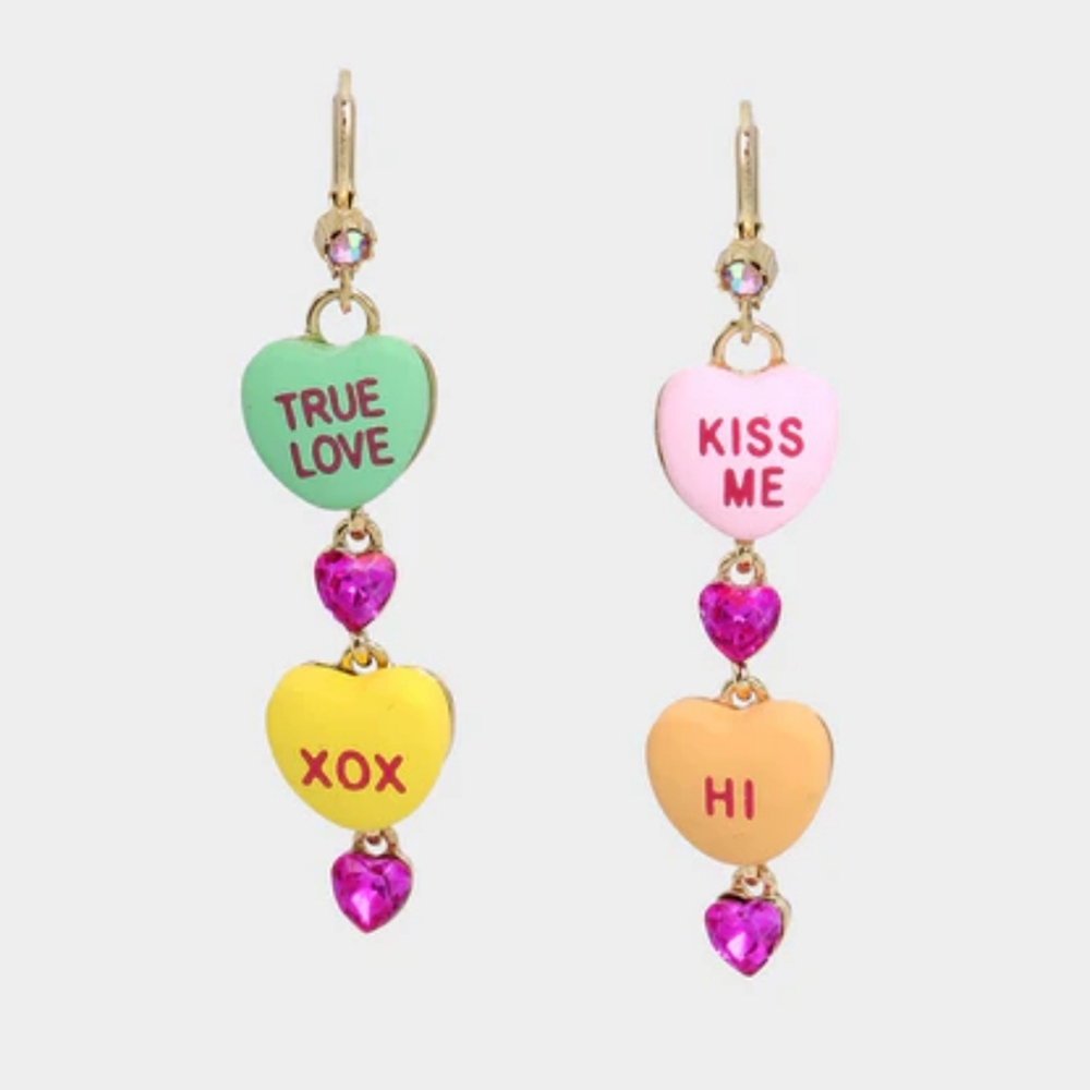 Colorful Heart Drop Earrings